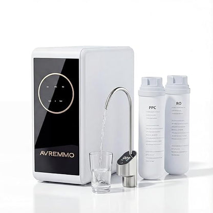 800G Reverse Osmosis Water Purifier, Under Sink RO System with Digital Faucet, 2.1L/min Fast Flow, 2:1 Drain Ratio, 4000L Total Capacity, Filter Replacement Alert, Tankless