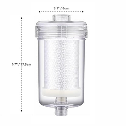 2 Micron ACF Washing Machine Water Filter, Visible Washer Water Filter System, 99.5% Removal of Chlorine Fluoride, Heavy Metals, Scale, Clothes Yellowing, Reduces Dry Skin, Carbon Shower Filter