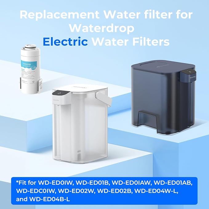 Waterdrop EDFA Alkaline Water Filter Replacement for ED01AW/ED01AB, 1 Pack | For Waterdrop ED01/ED02/ED04 Rechargeable Electric Pitchers, Improves pH, Lasts 3 Months or 200 Gallons