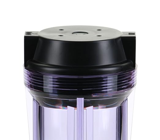 Hydronix HF2-10CLBK12, 10" Clear Housing with Black Flat Cap For RO & Filtration Systems, 1/2" Ports