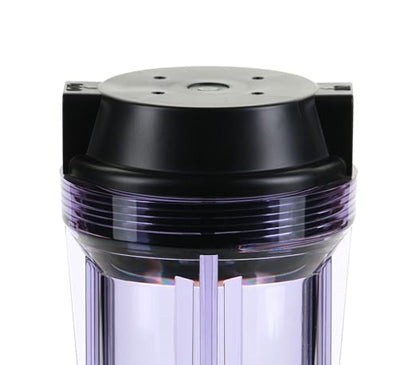 Hydronix HF2-10CLBK12, 10" Clear Housing with Black Flat Cap For RO & Filtration Systems, 1/2" Ports