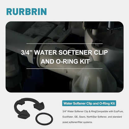 (4+4PCS) 3/4" Water Softener Clip and O-Ring Kit Compatible with GE Kenmore Eco Pure Eco Water Softener, Replace Parts for 7116713 and 7170288