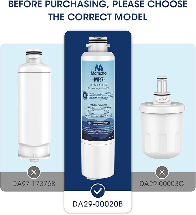 MARRIOTTO Compatible with Samsung DA29-00020B Refrigerator Water Filter, DA29-00020B, DA29-00020A, HAF-CIN/EXP, 46-9101 Refrigerator Water Filter, 1 Pack