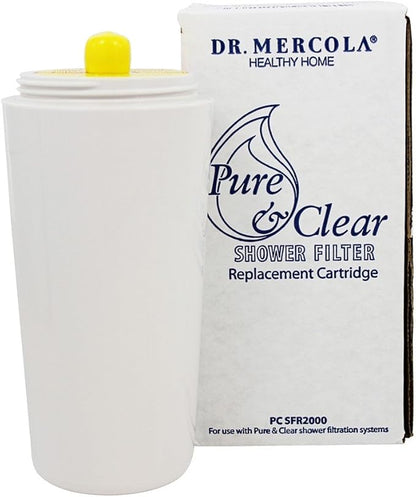 Dr. Mercola Shower Filter Replacement Cartridge SFR2000 - Multi-Stage Water Filtration System - Natural Copper & Zinc Minerals - Maintains Water Pressure - 1 Cartridge