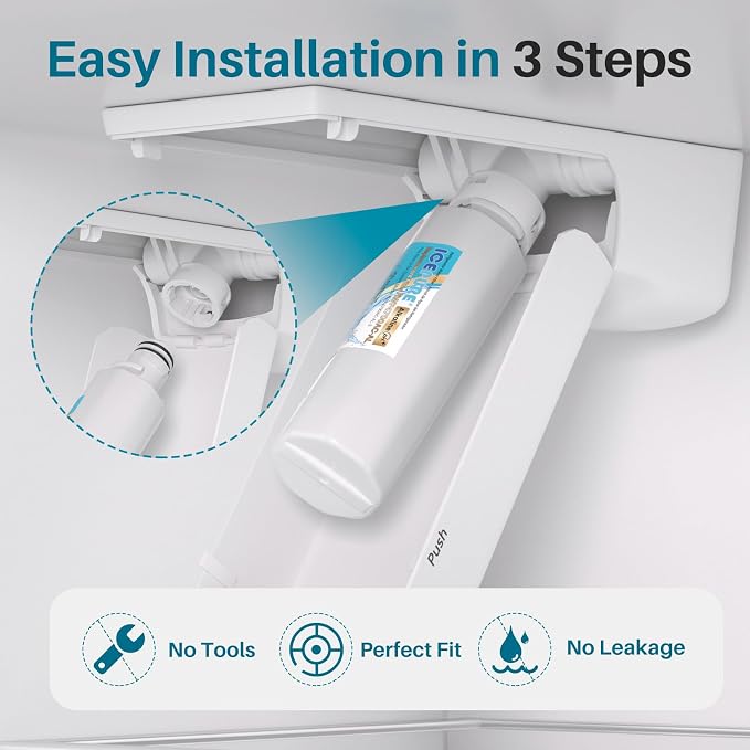 ICEPURE Alkaline LT1000PC Refrigerator Water Filter and Air Filter Replacement for LG LT1000P/PC/PCS, Kenmore 9980, ADQ74793501 ADQ74793502 ADQ747935 MDJ64844601 LMXS28626S LT1000, Enhances PH, 2Combo
