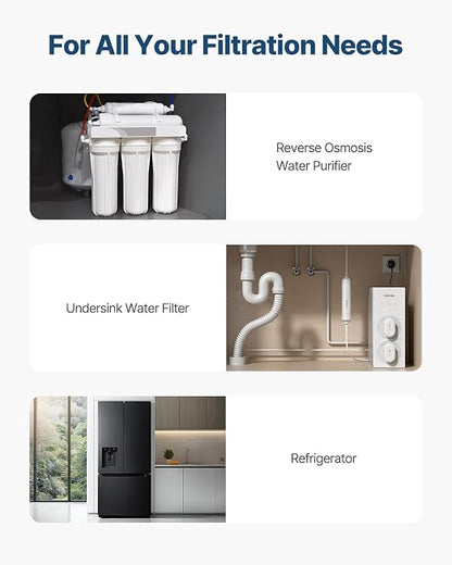 VEVOR Alkaline Water Filter, Universal Remineralization Filter, pH Balance and Restore Essential Minerals, Replace Inline Mineral Filter Fit for Undersink RO System, Water Purifier, 1/4" Quick-Connect