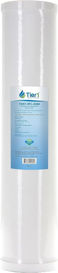 Tier1 25 Micron 20 x 4.5 Water Filter | Whole House Radial Flow Carbon Filter Cartridge | Granular Activated Pre-Filter | Replacement for Pentek RFC-20BB, SDP-4520, RFC20-BB | 4.5 x 20 Water Filter