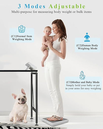 Medical Scale for Body Weight with Digital Display, 660 lb Limit, High Accuracy Medical Grade Floor Scale, Heavy Duty, kg/oz/lb Settings, AC Adapter & Battery Included, Portable Home & Physician Scale