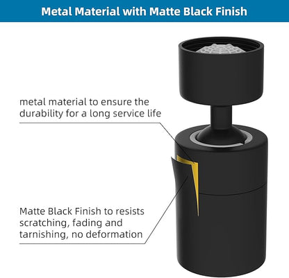 Hibbent NSF/ANSI/CAN 61 Certified Faucet Aerator, Kitchen Sink Faucet Aerator, 2-Flow CUPC Certification 360-degree Swivel Faucet Extender, 55/64 Inch Female Thread, Water Saving-Matte Black