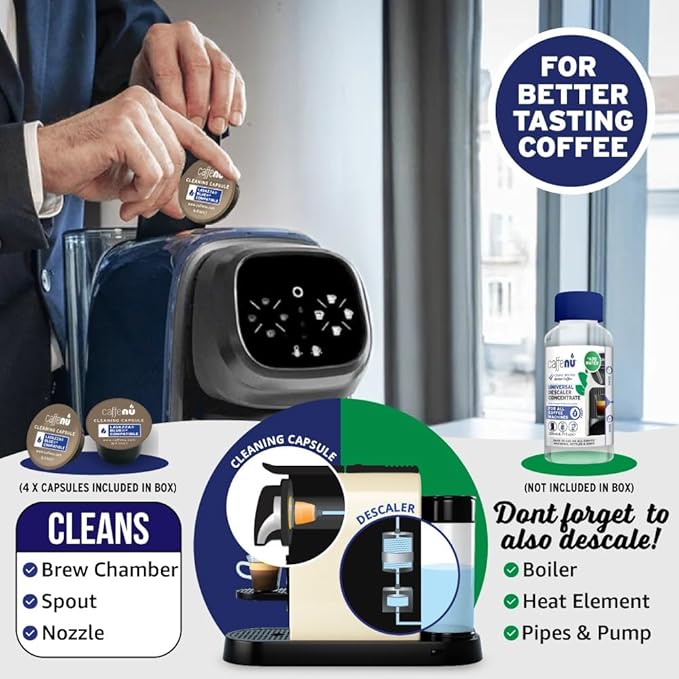 Lavazza Blue Compatible Cleaning Capsules. Coffee Machine Cleaner. Cleaning Pods Compatible with a Lavazza Blue Coffee System. Complete your Barista Kit with these Barista Accessories. 4 Uses.