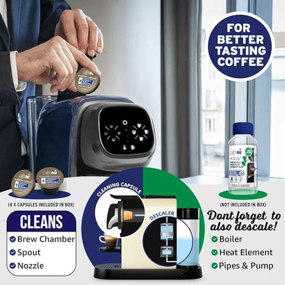 Lavazza Blue Compatible Cleaning Capsules. Coffee Machine Cleaner. Cleaning Pods Compatible with a Lavazza Blue Coffee System. Complete your Barista Kit with these Barista Accessories. 4 Uses.