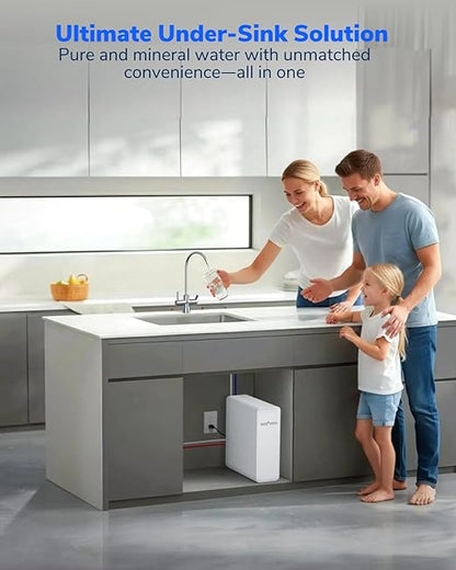 Ecoviva 600GPD Reverse Osmosis System, RO Under Sink Water Filter System, Tankless, Lower TDS, 2.5:1 Pure to Drain Ratio, LED Panel with Filter Monitor, Online Installation Guide, White