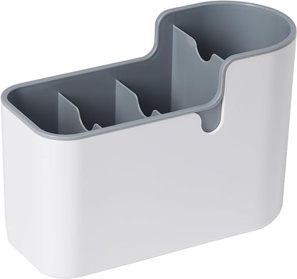 Amazon Basics Countertop & Wall Organization for Utensils, Space-Saving, Divided Compartments, White & Grey