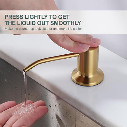 Black and Gold Kitchen Faucet with Soap Dispenser, WOWOW Stainless Steel Kitchen Sink Faucet Single Handle High Arc Utility Sink Faucet for Sink, RV, Laundry, Bar