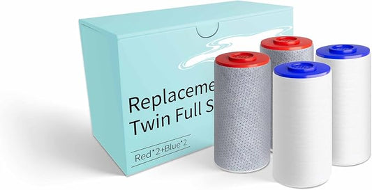 Shower Filter Compatible with Weddell Duo System, 2 Blue 2 Red, 4 Pack | Multistage filter reduces chlorine & hardness. Compatible with Weddell Duo shower systems. Easy replacement cartridges.