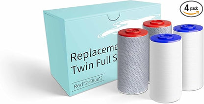 Replacement Filters for Weddell Duo Shower System - High-Performance Removal of Chlorine, PFAS, Contaminants | Promotes Skin & Hair Wellness (2Blue+2Red)
