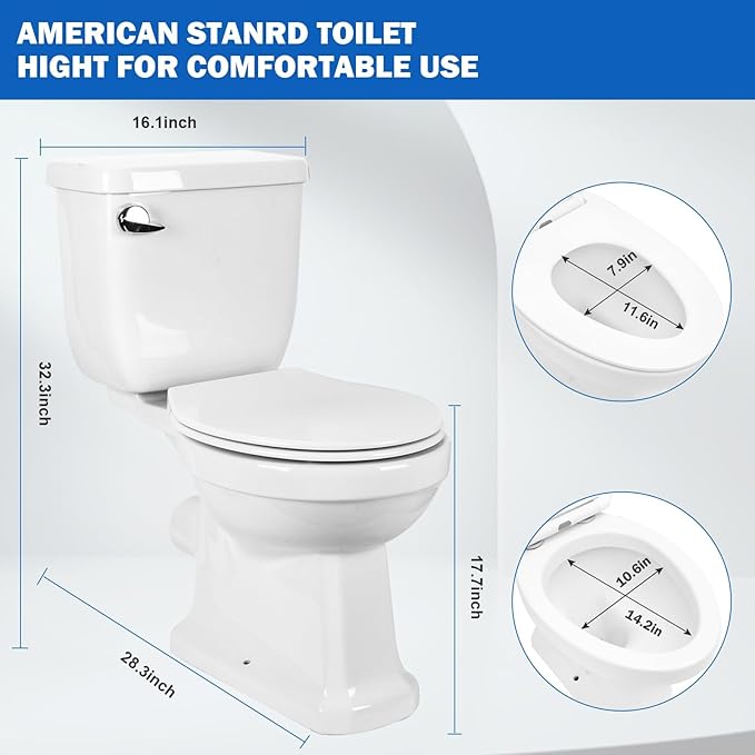 Macerating Toilet With Macerator Pump for Basement Upflush System, Included Water Tank, Elongated Toilet Bowl and Seat, Extension Pipe For Hide into the Wall, Household Residential Two-Piece Toilet