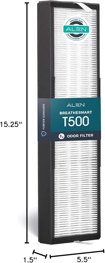 Alen Air Filter TF60-MP-Odor Replacement HEPA Filter for T500 Air Purifier - Captures Allergens, Dust, & Mold + Pet Dander & Odors (1 Filter) | For Odors, Mold, Smoke, Dust, Allergens, Viruses, Dander, Pet Fur. Medical-grade HEPA Filter - FOR T500 AIR ...