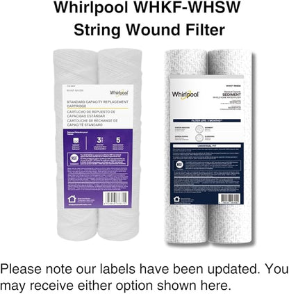 Whirlpool 10" x 2.5" Whole House Sediment Water Filters, WHKF-WHSW, 35 Micron, NSF Certified Reduces Sand, Soil, Silt & Rust for Standard Filter Housings, 24-Pack