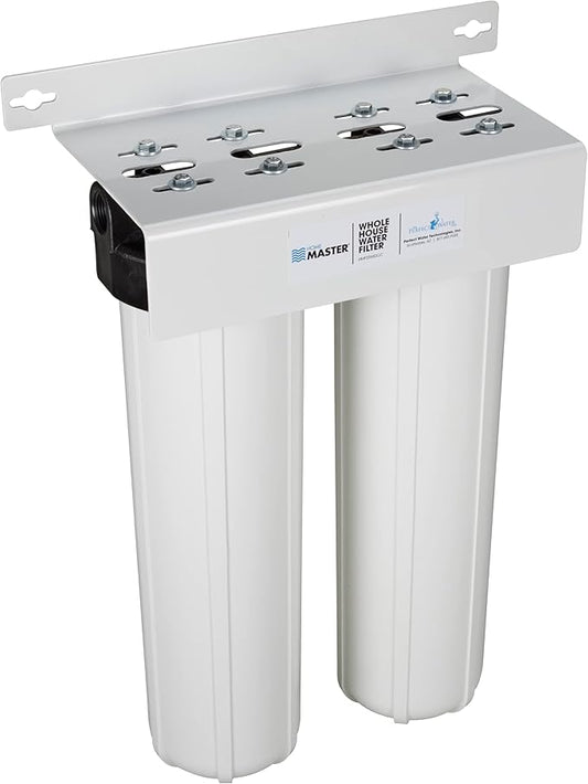 Home Master HMF2SmgCC Whole House Water Filter, 4-layer sediment filter 25 to 1 micron, Powerful Up-Flow KDF85 & Catalytic Carbon 10gpm, 1” NPT ports, Patented heavy steel bracket fits 16” wall studs