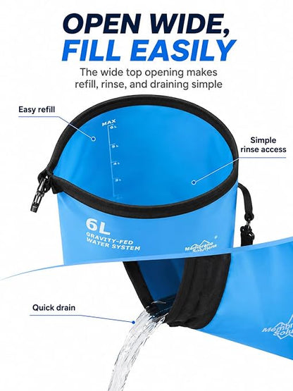 Gravity Water Filter System, TPU Water Purifier Bag, 0.01 Micron Ultrafiltration, 4000L Lifespan, BPA-Free Portable Water Filtration for Camping, Backpacking, Survival Gear (1.6 Gallon/6L)