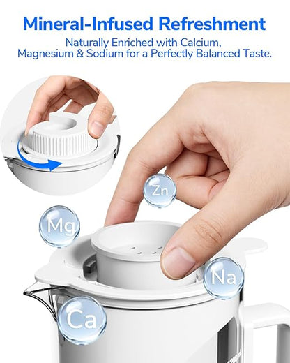 Mate 3 Reverse Osmosis Water Filter Countertop, 3:1 Pure to Drain, 44oz Smart Autofill Pitcher, No Installation Water Purifier, 8 Stage RO Water Filtration, with Remineralization, White