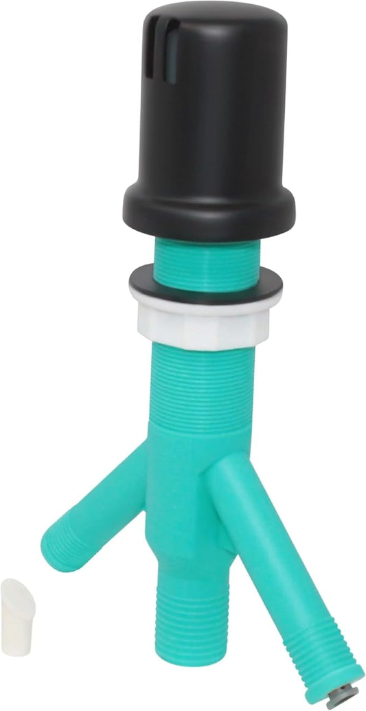 Dual Air Gap with Black Matte Brass Cap for Dishwasher and Reverse Osmosis Filters (with tank) and Extra Long Thread (AG200-505, AG200-X05, AMERIGAP)
