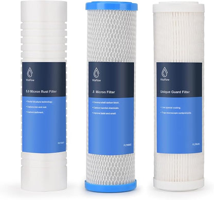 3-Stage RV Water Filter Fit for Clearsource Ultra Three Canister System Includes 5-Micron Sediment Filter, 0.5-Micron Coconut Carbon Block, Final Guard Stage, Improves Taste & Odor