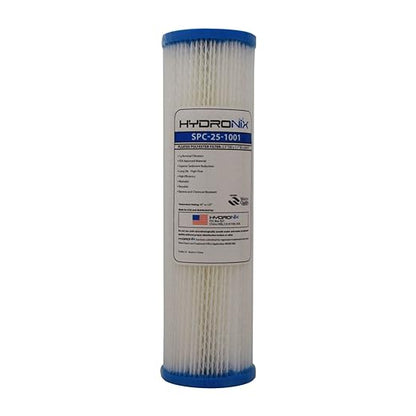 Hydronix SPC-25-1001 Universal Whole House Sediment Pleated Water Filter, Washable and Reusable, 2.5" x 10" - 1 Micron