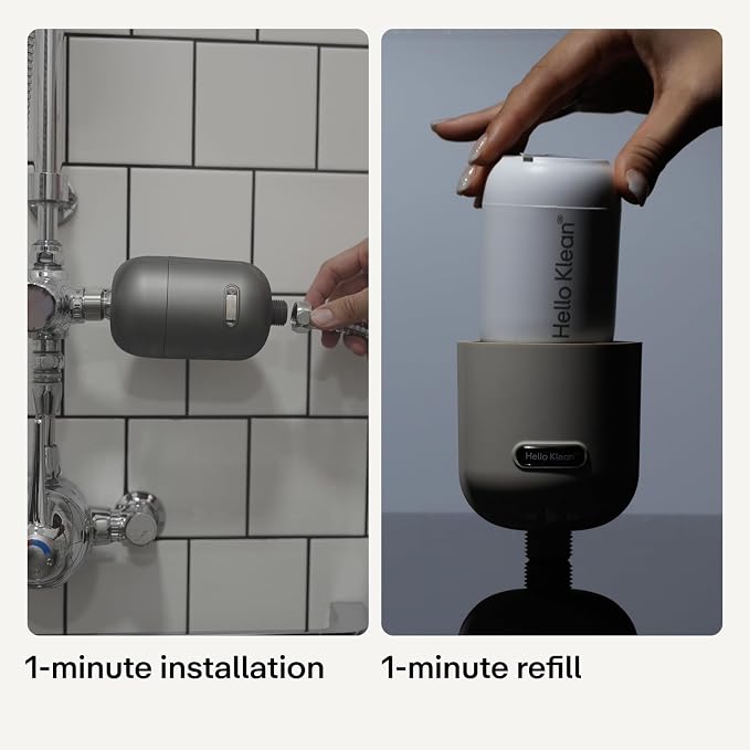 Hello Klean Hard Water Shower Filter in Chrome | Filters Chlorine & Heavy Metals | Softer Skin & Hair | Easy Installation