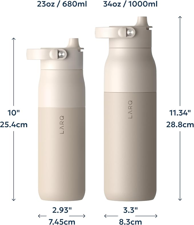 LARQ PureVis 2 Self Cleaning Water Bottle - UV Water Purifier with Filter Straw, Smart App Hydration Tracking, Insulated Stainless Steel