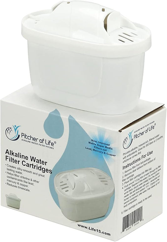 Life Ionizer - Pitcher of Life Improved 2024 - Alkaline Pitcher Replacement Water Filters - Super Alkaline Water Filter Cartridge - Premium Water Alkalizer & Purifier - Single Pack