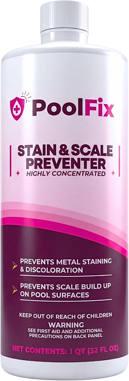Stain & Scale Preventer – 1 Quart | Professional Grade Metal Stain & Scale Control for Pools & Spas | Protects Heaters, Pumps, Tile & Surfaces