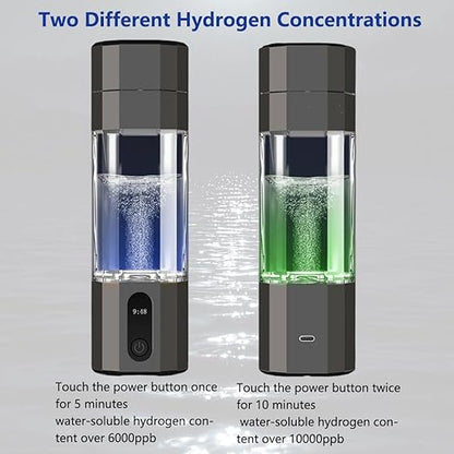 Hydrogen Water Bottle Generator - 10,000PPB/10ppm Portable Hydrogen Plastic 210ML Water Bottle Adaptor Advanced SPE/PEM Technology & 7 led Colors
