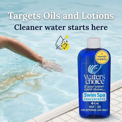 Waters Choice Water Clarifier Swim Spa Concentrate - The First and Only All Season Enzyme Application Designed Specifically for Indoor and Outdoor Swim Spas. 6 Month Supply. Minimal Sanitizer.