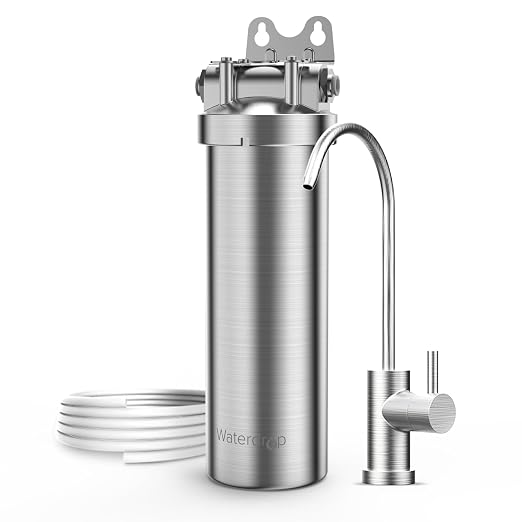 Waterdrop BS08 Under Sink Water Filtration System with Dedicated Faucet | Reduces Chlorine, Heavy Metals, Bad Taste & Odor, Stainless Steel Water Filter System, NSF/ANSI 42 Certified, 1 Year