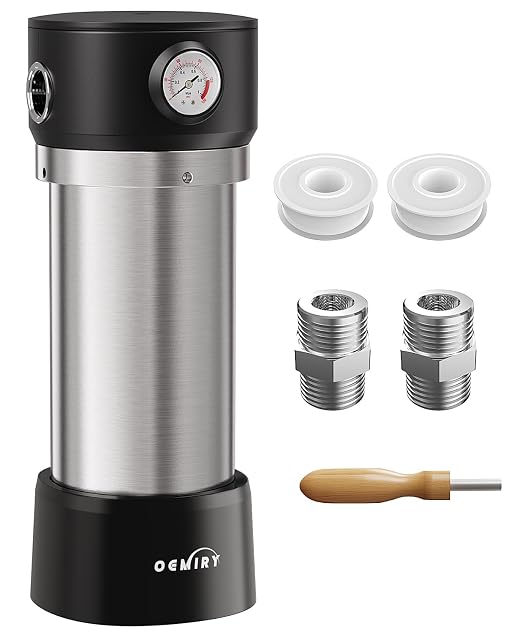 Whole House Water Filter, Stainless Steel Housing Home Pre-Filtration with Pressure Gauge for Well or City Water, 1" or 3/4" NPT Port, 1 Filter