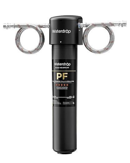 Waterdrop 15UA-PF Under Sink Water Filter, Reduce 80+ Impurities, 𝟗𝟗.𝟗% 𝐏𝐅𝐎𝐀, 𝟗𝟗.𝟖% 𝐏𝐅𝐎𝐒, 96% Chloramine, Fluoride, VOCs, Chloroform, Direct Connect to Kitchen Faucet (Filter: RF15-PF)