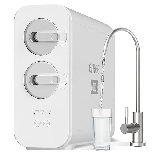 Eiree C6 Tankless Reverse Osmosis System, NSF/ANSI 42 & 372 Certified, 600GPD Under Sink RO Water Filter with 2:1 Pure to Drain Ratio, Reduces TDS & Odor for Clean Drinking Water