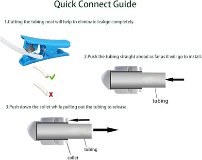 ESHIONG NSF Certified 3/8" O.D. Push to Connect Fittings for RO (Reverse Osmosis) Water Filter 30 pcs+30 feet 3/8" Water tubing.