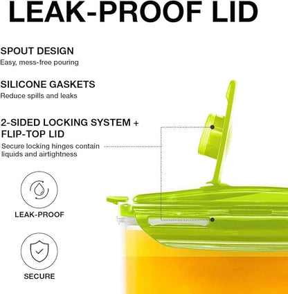 LocknLock Aqua Fridge Door Water Jug | Clear Pitcher | BPA Free Plastic Pitcher with Lid | 3 Quart Pitcher with Lid for Water, Juice, Tea & More Beverages, Green