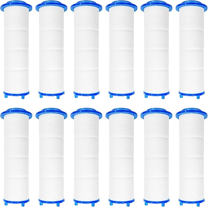 12Pcs 2.6” Shower Head Filter Cartridge, PP Cotton Replacement Filters for High Pressure Handheld Turbo Fan, Vortex Hydro Jet Shower Head, Improves Water Quality, Easy Install