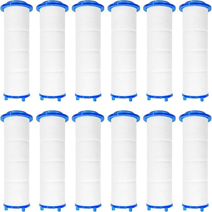 12Pcs 2.6” Shower Head Filter Cartridge, PP Cotton Replacement Filters for High Pressure Handheld Turbo Fan, Vortex Hydro Jet Shower Head, Improves Water Quality, Easy Install
