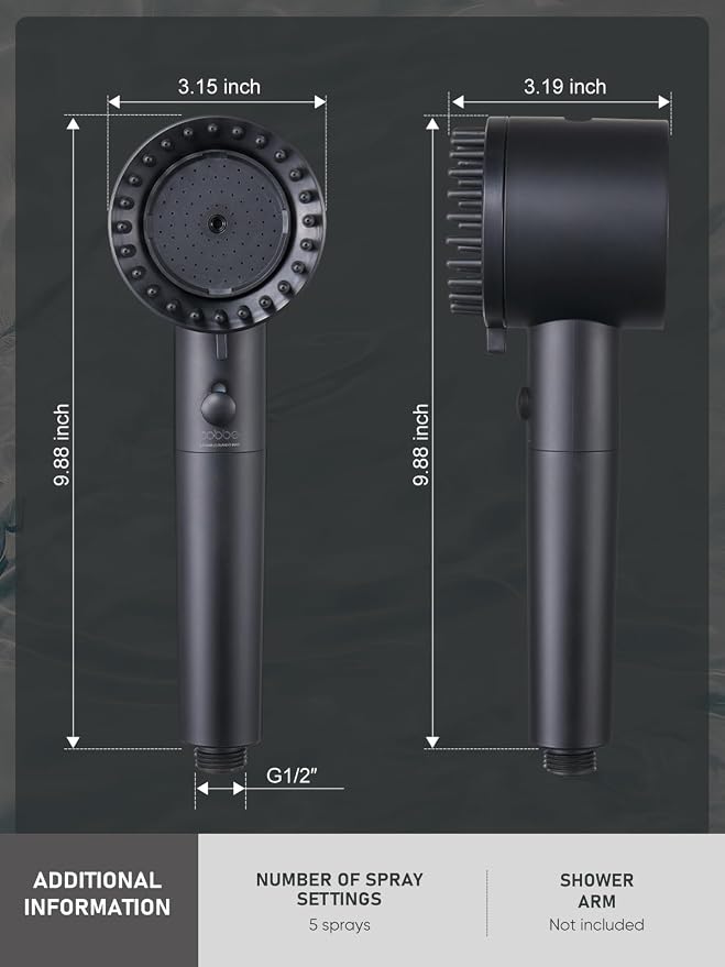 Cobbe Filtered Shower Head with Handheld, High Pressure 4+1 Spray Mode Showerhead with Filters, Built-in Power Wash for Hard Water, Black
