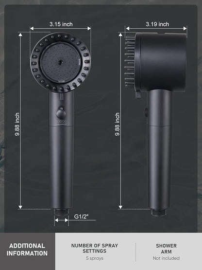Cobbe Filtered Shower Head with Handheld, High Pressure 4+1 Spray Mode Showerhead with Filters, Built-in Power Wash for Hard Water, Black