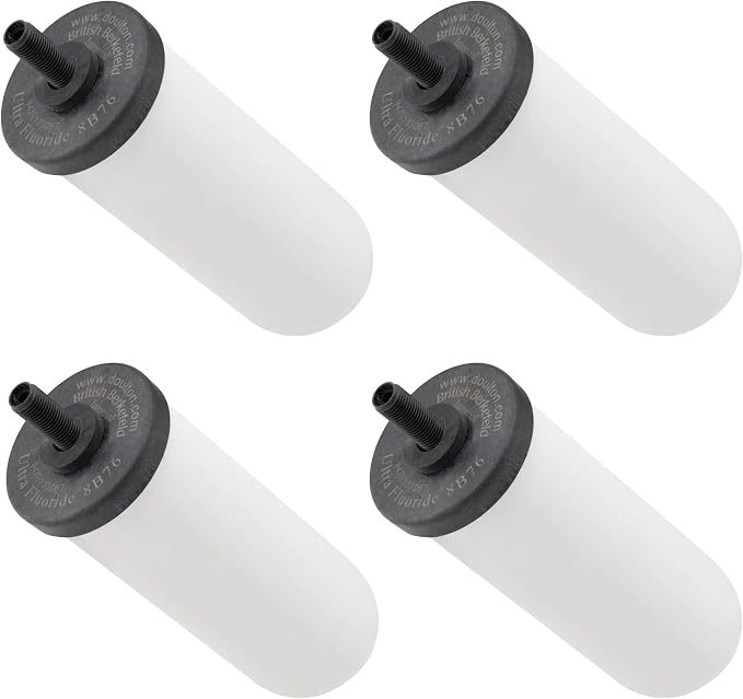 British Berkefeld Doulton Ultra Fluoride Ceramic Drinking Water Filter Cartridge W9120133 for All Gravity Water Filter Systems, Pack of 4