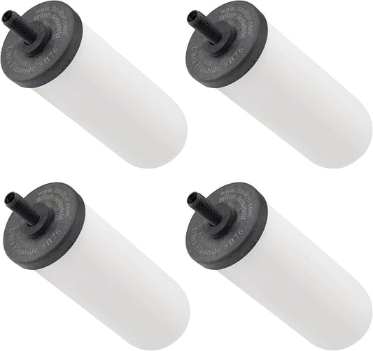 British Berkefeld Doulton Ultra Fluoride Ceramic Drinking Water Filter Cartridge W9120133 for All Gravity Water Filter Systems, Pack of 4