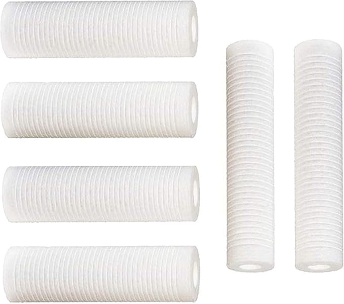 CFS – 5-Micron Grooved Sediment Melt Blown Water Filter Cartridges Compatible with AP110, WHCF-GD05, FPMBG-5-975 Models – 10" x 2.5" Whole House Replacement Filter Cartridge - 6 Pack