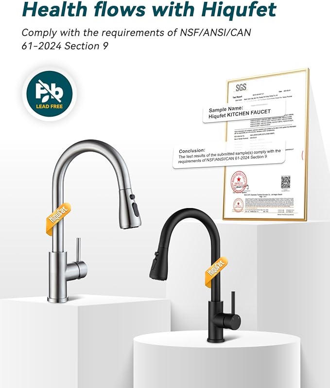 Hiqufet Black Kitchen Faucet with Pull Down Sprayer, Rv Kitchen Sink Faucets for Pot Filler, Farmhouse Camper Bar Sink Laundry Room, Fingerprint Resistant Single Hole Single Handle Stainless Steel