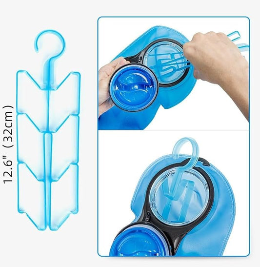 4PCS Hydration Bladder Cleaning Kit, Water Bladders Cleaner Set with Flexible Long Brush for Hose, Small Bite Valve Brush, Big Brush, Drying Collapsible Bladder Frame, Carrying Pouch